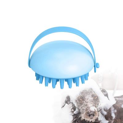 China New Viable Grooming Pet Shampoo Brush Silicone Dog Hair Brush Shedding Dog Bath Brush for sale