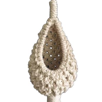 China Northern Europe Handmade Weaving Hanging Basket Pineapple Shape Landscape Cotton Macrame Flower Planter For Living Room Balcony Decorations for sale