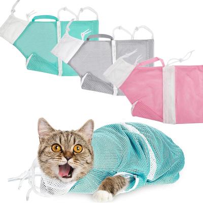 China Wash Pet Stored Cat Bath Mesh Bag Grooming Bags Pull-resistant Polyester Cat Supplies Multifunctional Adjustable Anti-Scratch for sale