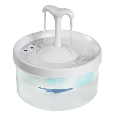 China Automatic Pets Supplies White Transparent 2L Round Sheep Horn Pet Cat Water Fountain for Pets Automatic Cat Water Dispenser for sale