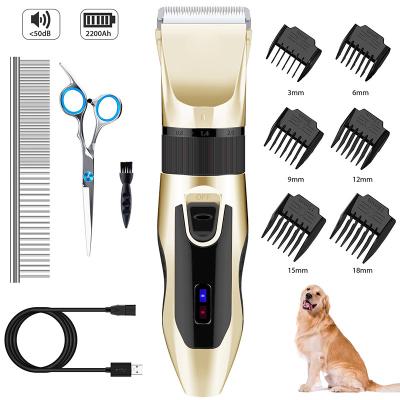 China Viable 2200mAh Dog Cat Clippers Cordless Quiet Dog Hair Clippers Trimmer with Pet Grooming Scissors Combs Dog Grooming Kit for sale