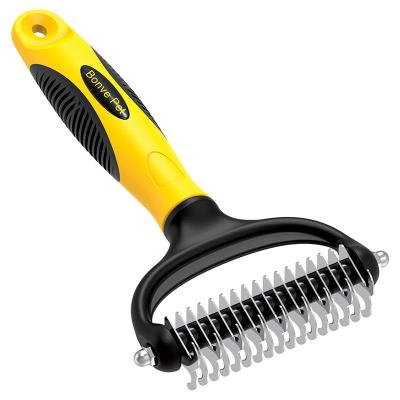 China Durable Double Sided Stainless Steel Cat Dog Open Knot Undercoat Rake Comb Brush Pet Dematting Comb Pet Knot Combs Pet Grooming Tool for sale