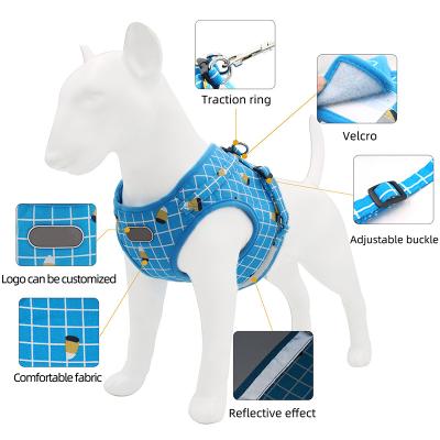 China Stored Pet Supplies Cotton Lovely Print Cute Plaid Style Walking Set Cute Dog Harness for Dogs and Cats for sale