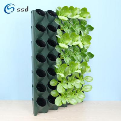 China Modern Outdoor Vertical Plant Wall Green Plastic Planting Gardening Planting Wall Hanging Combination Planting Basin for sale