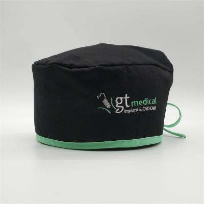 China Custom Printing 100% Cotton Embroidery Eco-friendly Nurse Hat Logo Surgical Caps With Tie for sale