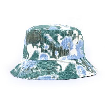 China Custom Made Fisherman Foldable Summer Beach Cap, Print Tie Dye Bucket Reversible Colorful Breathable Comfort Fashion Women Faded Hat for sale