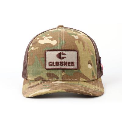 China Custom Quality JOINT Richardson Shape Baseball Cap, 112 Embroidery Patch Pattern Logo Mesh Camo Trucker Hat size for sale