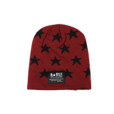 China OEM Customzied 2020 100% JOINT Red Acrylic Beanie Knitted Hat Jacquard Woven Label for sale