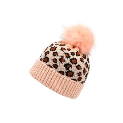 China Winter COMMON Woman Factory China Adult Acrylic Beanie,Leopard Print Quality Bobble Ball Knit Hats,Jacquard Woven Beanie Hats Cuffed for sale