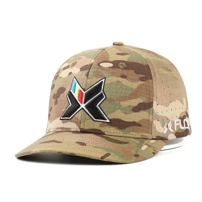 China JOINT Factory Directly Sell Low Profile Baseball Hat, Camouflage Army Dad Fitted Back Hat, Laser Hole 3d Embroidery Logo Tactical Hat for sale