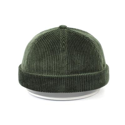 China Customizable China Breathable Collapsible Factory Comfort Docker Hat, Green Low Profile Dome Hats, Private Label Corduroy Brimless Hats for sale