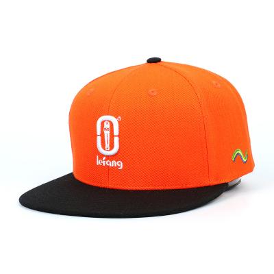 China Manufacturer 6 Joint Panel OEM China Unisex Adult Hip Hop 3d Embroidered Orange 100% Cotton Structured Snapback Hat for sale