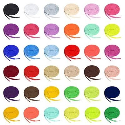 China Factory Flat in Multi Color Running Custom Flat Sneaker Laces Flat Shoes Laces Polyester Sports Flat Lace for sale