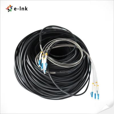 China Outdoor Armored OS2 9/125μm 4 Core SM 50 Meters LC To LC Connector Fiber Patch Cable for sale