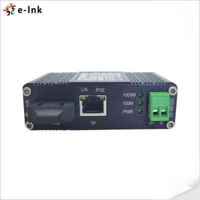 China Din Rail PoE Rj45 To Fiber Converter 100BASE-FX To 10/100BASE-T 30W SC for sale