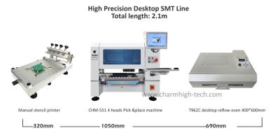 China High Precision 0201 Desktop PCB Assembly Line 4 Heads CHM-551 SMD Pick and Place Machine Reflow Oven T962C for sale