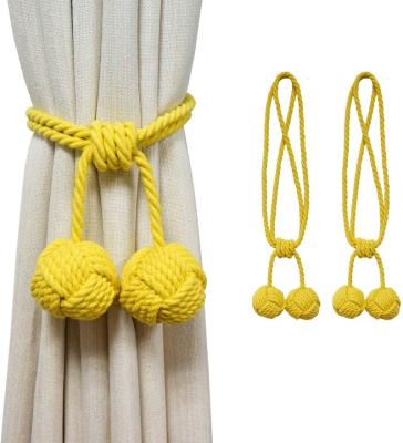 China Home Decorative Cotton Rope Curtain Tie Back Decorative Tie Backs Rustic Brackets Handmade Barriers For Home Black for sale