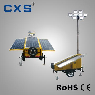 China Mobile Solar Trailer Mounted Light Towers American Standard Brake Traction Equipment for sale