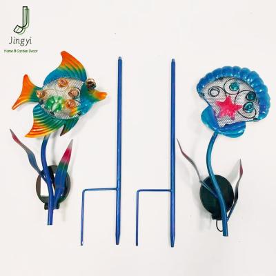 China Gardens JY Solar Garden Stakes Metal Filler Starfish Seahorses Fish Decorations for sale