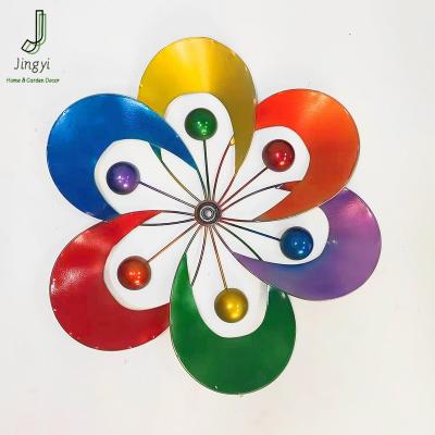 China Jingyi Popular Height And Color Hemisphere Garden Windmill Custom Colorful Metal Windmill for sale