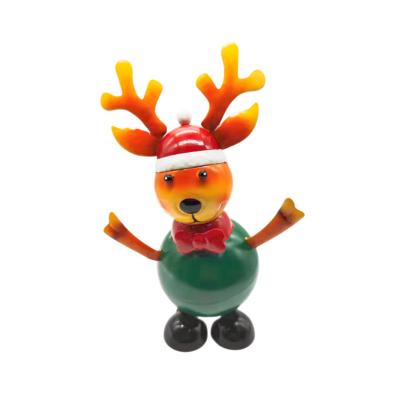 China Custom Size And Color Beautiful Christmas Iron Sculptures Deer Santa Claus Handicraft for sale