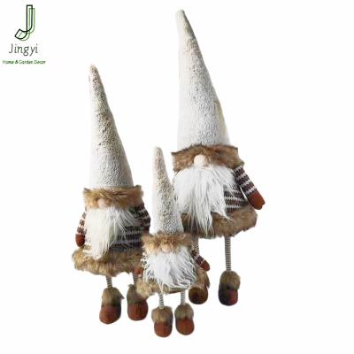 China Custom Size and Color Jingyi Metal Combined with Textile Gnome Christmas Faceless Doll Plush Santa Standing Fabrics for sale