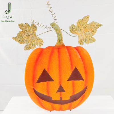 China Custom Outdoor Color Jingyi Halloween Decoration Metal Pumpkin Size And Yard Sign With Stake for sale