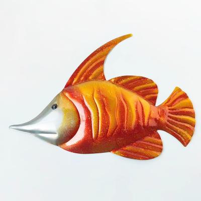 China Custom size and color 3D colorful metallic fish, wall hanging ornaments, fun fish for kids indoor wall hanging for sale