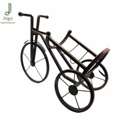 China Custom size and color JY practical and stylish wine rack metal vintage tricycle wine rack for sale