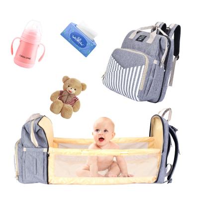 China Multifunctional Portable Baby Diaper Bag Backpack Travel Hutch Folding Anti-theft Bed Bag for sale