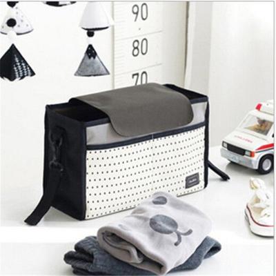 China Anti-theft Multifunctional Mummy Bags Organizer Nappy Diaper Bags Baby Changing Travel Diaper Diaper Polyester Stroller Striped Hanging Bag for sale