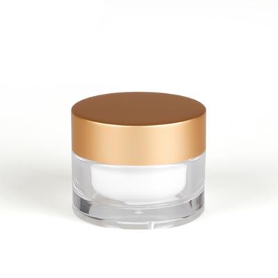 China Factory 30g 50g 100g 150g 200g cosmetic acrylic body butter containers cosmetic jar with gold matte cap for coemsic packaging container for sale