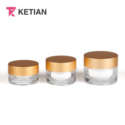 China New Design Gold 30g Acrylic Cosmetic Jar Wholesale High Quality Cosmetic Cream Jar With Gold Matte Cap for sale