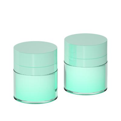 China 50ml Cosmetic Moisturizer White Green Cosmetic Vacuum Packing Pump Emulsion Airless Jar With Cap For Makeup for sale