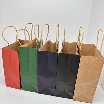 China Recycled Materials Logo Brown Durable Packaging Shopping Custom Die Cut Handle Kraft Paper Bag for sale