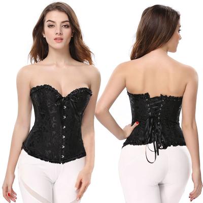 China Antibacterial Extra Waist Trimmer Brocade Satin Brocade Corset Steampunk Abdomen Underbust Waist Trainer Maternal Girdle Shapewear for sale