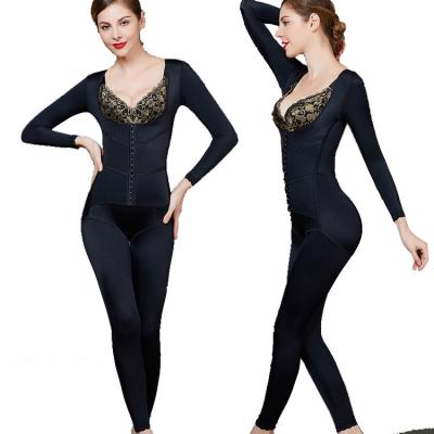 China Hot Selling Antibacterial Shapewear Slimming Long Sleeve Bodyshaper Easy Strip Postpartum Abdomen Bodysuit for sale