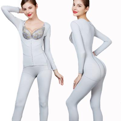 China New Long Thigh Full Body Shaper Bodyshaper Antibacterial Enumeration Sleeve Easy To Undress Postpartum One Piece Shapewear Abdomen Jumpsuit for sale