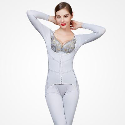 China Full Body Shapewear Antibacterial Bodyshaper Long Sleeve Easy To Undress Abdomen One Piece Postpartum Bodysuit for sale