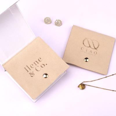 China Wholesale Custom Jewelry Natural Microfiber Pouch Sued By Logo Emboss Ring Necklace Dust Bag Luxury Microfiber Envelope Jewelry for sale