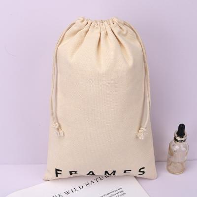 China Security Recycled Natural Canvas 8Oz Drawstring Pouch Custom Logo Printed Organic Canvas Dust Bag for sale