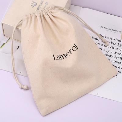 China Natural Hot Sale Custom Logo Printed Cotton Twill Drawstring Bag Striping Cloth Dust Waterproof Swimsuit Pouch for sale