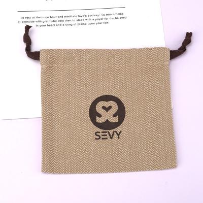 China Natural Luxury Cotton Herringbone Drawstring Bag For Perfume Custom Logo Twill Cotton Gift Jewelry Pouch for sale