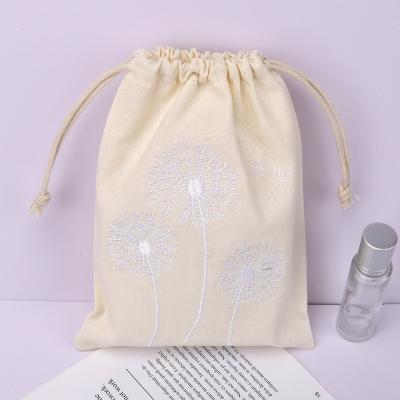 China Safety Embroidery Custom Cotton Drawstring Gift Tote Bag Canvas Shoe Jars Storage Cotton Dust Pouch for sale