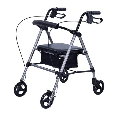 China China Factory Wholesale Custom Aluminum Lightweight Portable Disability 4 Wheels Rollator Elder Walker With Seat for sale