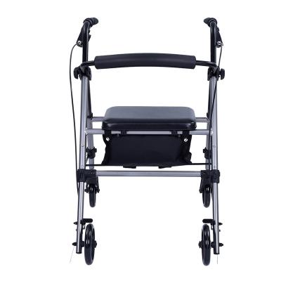 China Factory price convenient custom made elderly disable to use lightweight aluminum rollator walker wheelchair with seat caddy for sale