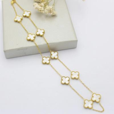 China TRENDY New fashion Jewelry Gold Chain Necklace Colorful Lucky Four Leaf Clover Flower Necklace for sale