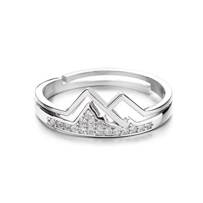 China Romantic Fashion Jewelry Women Wedding Ring 925 Sterling Silver Diamond Mountain Zirconia Stackable Couple Ring for sale