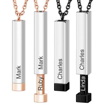 China TRENDY Custom Jewelry Stainless Steel Personalized Necklace 3D Bar Name Logo Customized Engraved Pendant for sale