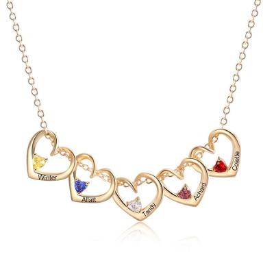 China TRENDY Fashion Personalized Simulated Birthstone Name Customized Pendant Heart Necklace for Women Gift for sale